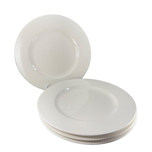 Thomson Pottery Ceramic Porcelain White Glazed Stoneware Plate Dish 4 Set 10.5”W - Picture 2 of 16